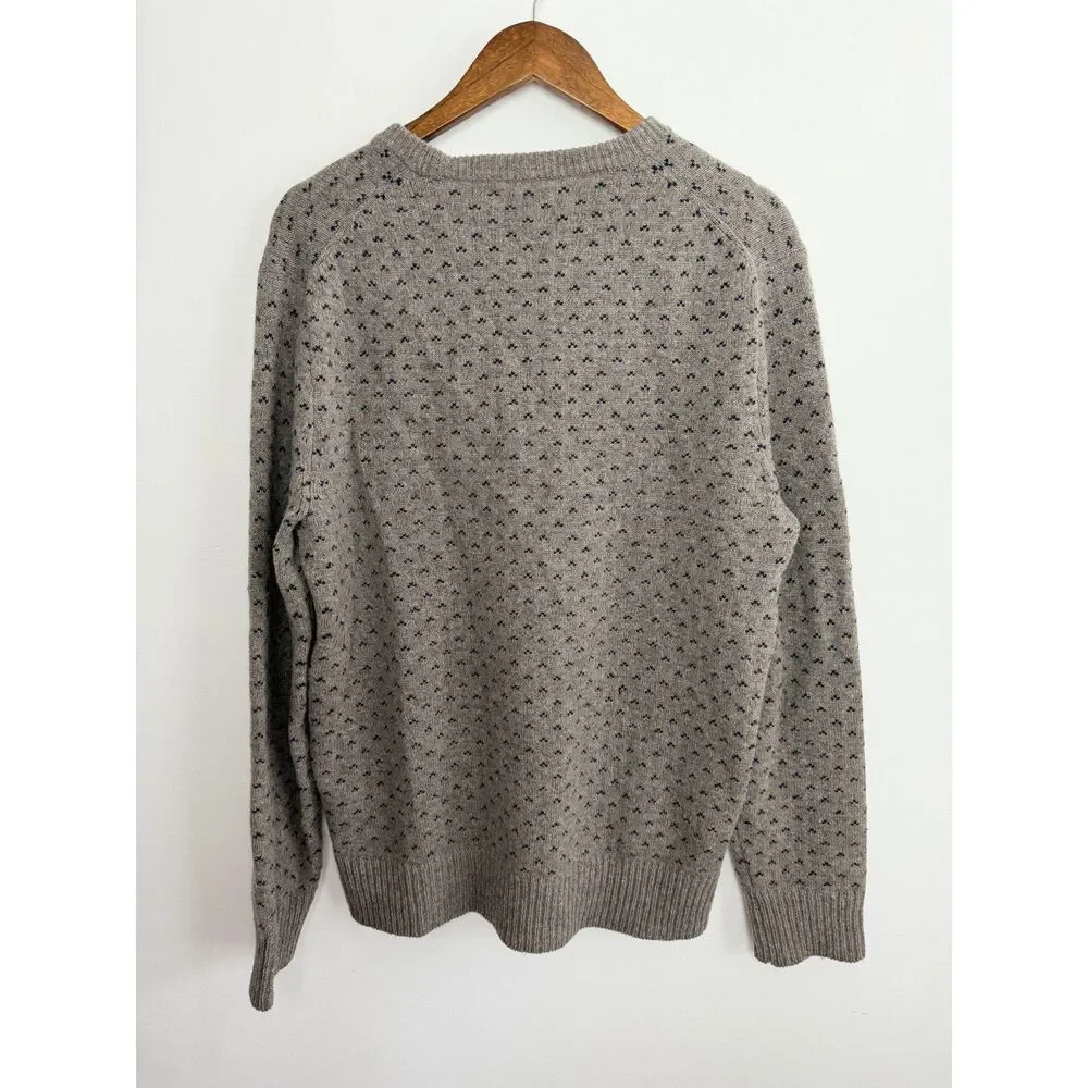 J.Crew 100% Lambswool Sweater Gray Blue Birdseye Crew Neck Men's Large